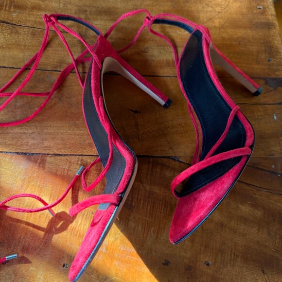 IRO Paris Fixa Pumps – Red Suede Lace-Up Heels (New in Box, Size 36 EU) - Picture 14 of 15